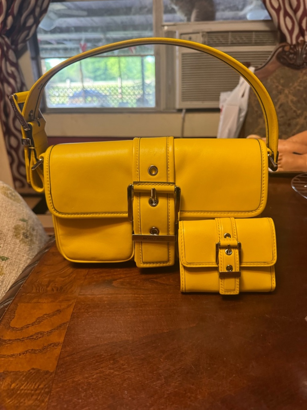 Michael Kors Yellow Leather Shoulder Bag with Matching Wallet